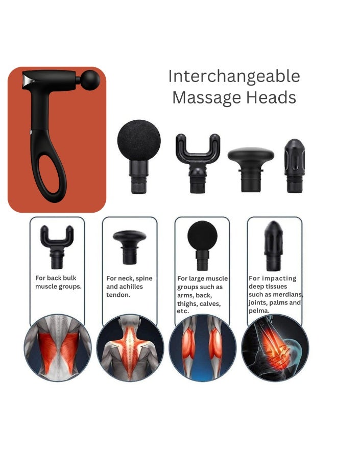 VIO Deep Tissue Muscle Massager with 4 Interchangeable Heads Portable Massage Gun for Athletes Men Women Elderly Portable Electric Back Massager with Extension Handle Handheld Body Massager Percussion Massager with 6 Adjustable Speed Levels for Back Neck Pain Muscle Pain Relief and Recovery Powerful Super Quiet Massage Gun - Image 5