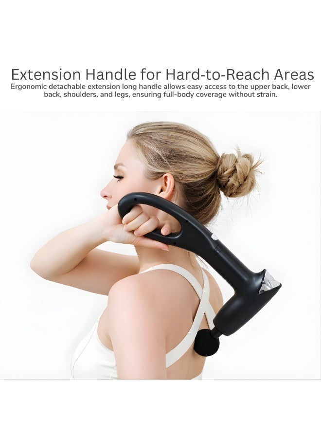 VIO Deep Tissue Muscle Massager with 4 Interchangeable Heads Portable Massage Gun for Athletes Men Women Elderly Portable Electric Back Massager with Extension Handle Handheld Body Massager Percussion Massager with 6 Adjustable Speed Levels for Back Neck Pain Muscle Pain Relief and Recovery Powerful Super Quiet Massage Gun - Image 3