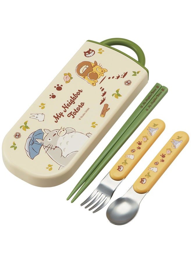 Skater My Neighbor Totoro Utensil Set - Cat Bus - Includes Reusable Fork, Spoon, Chopsticks and Carrying Case - Authentic Japanese Design - Durable, Dishwasher Safe - Image 1