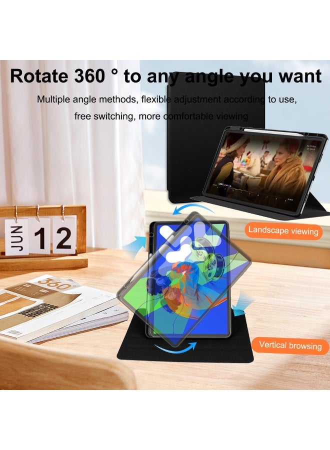 لـ HUAWEI Matepad 10.4 بوصة (2022) غطاء الحالة ، حالة حماية اللوح ، تصميم تدوير 360 درجة أكريليك ، إيقاظ / نوم تلقائي ، جلد ناعم ، أسود - Image 2