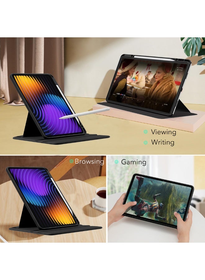 لـ HUAWEI Matepad 10.4 بوصة (2022) غطاء الحالة ، حالة حماية اللوح ، تصميم تدوير 360 درجة أكريليك ، إيقاظ / نوم تلقائي ، جلد ناعم ، أسود - Image 5