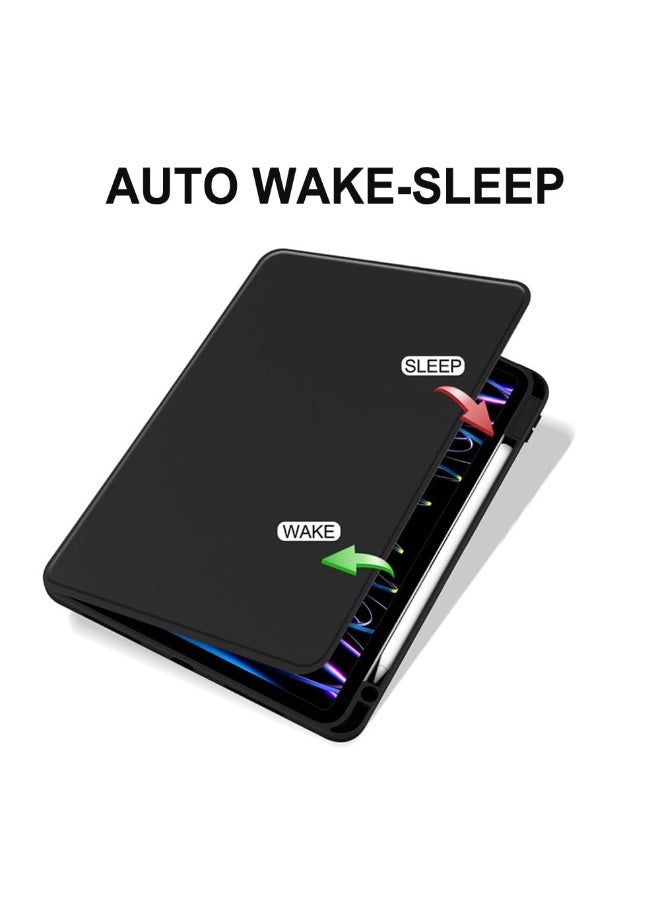 لـ HUAWEI Matepad 10.4 بوصة (2022) غطاء الحالة ، حالة حماية اللوح ، تصميم تدوير 360 درجة أكريليك ، إيقاظ / نوم تلقائي ، جلد ناعم ، أسود - Image 4