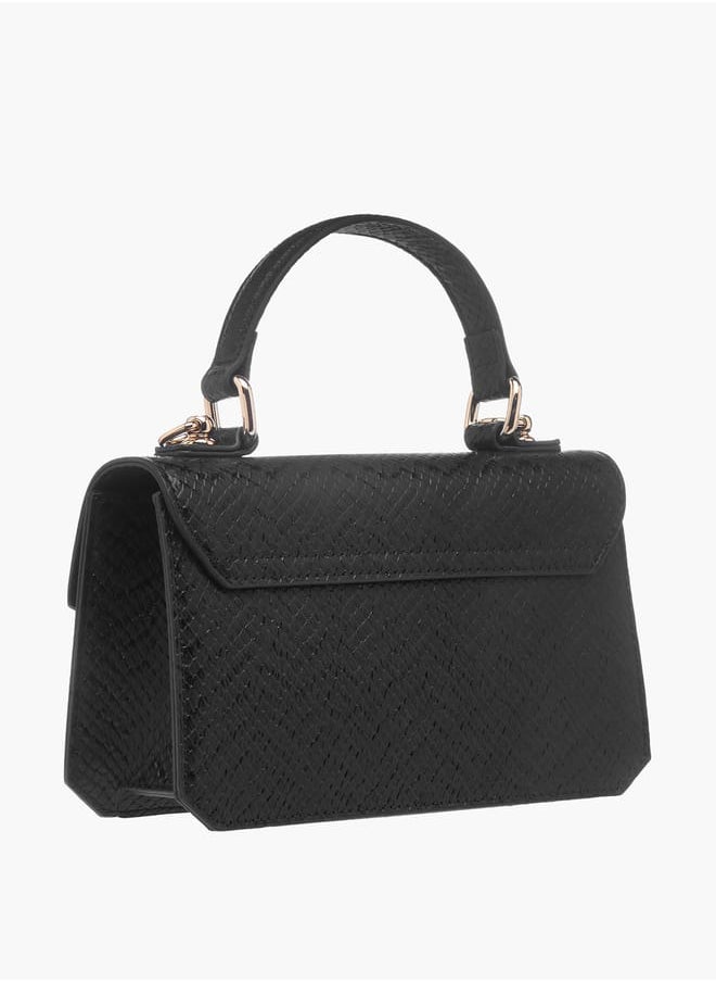 Celeste Womens Textured Satchel Bag With Flap Closure And Detachable Strap  - Image 3
