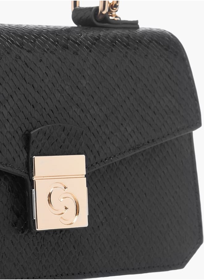 Celeste Womens Textured Satchel Bag With Flap Closure And Detachable Strap  - Image 4