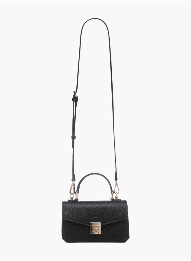 Celeste Womens Textured Satchel Bag With Flap Closure And Detachable Strap  - Image 2