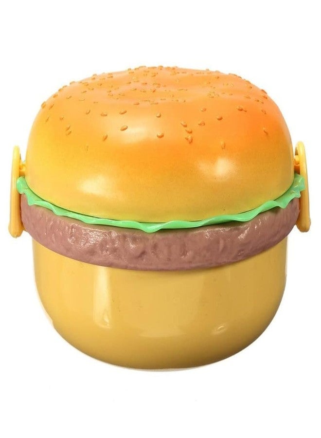 CRADIAX Burger Shape Lunch Box for Kids, Tiffin Box, Lunch Box Leak Proof Plastic Lunch Box, Lunch Box with Compartments Pack of 1 - Image 1