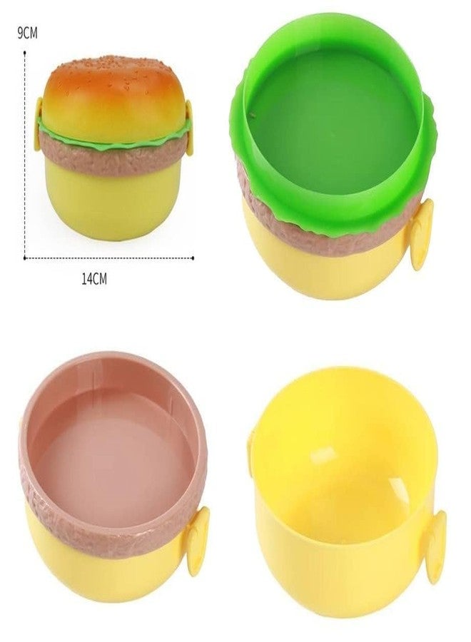 CRADIAX Burger Shape Lunch Box for Kids, Tiffin Box, Lunch Box Leak Proof Plastic Lunch Box, Lunch Box with Compartments Pack of 1 - Image 3