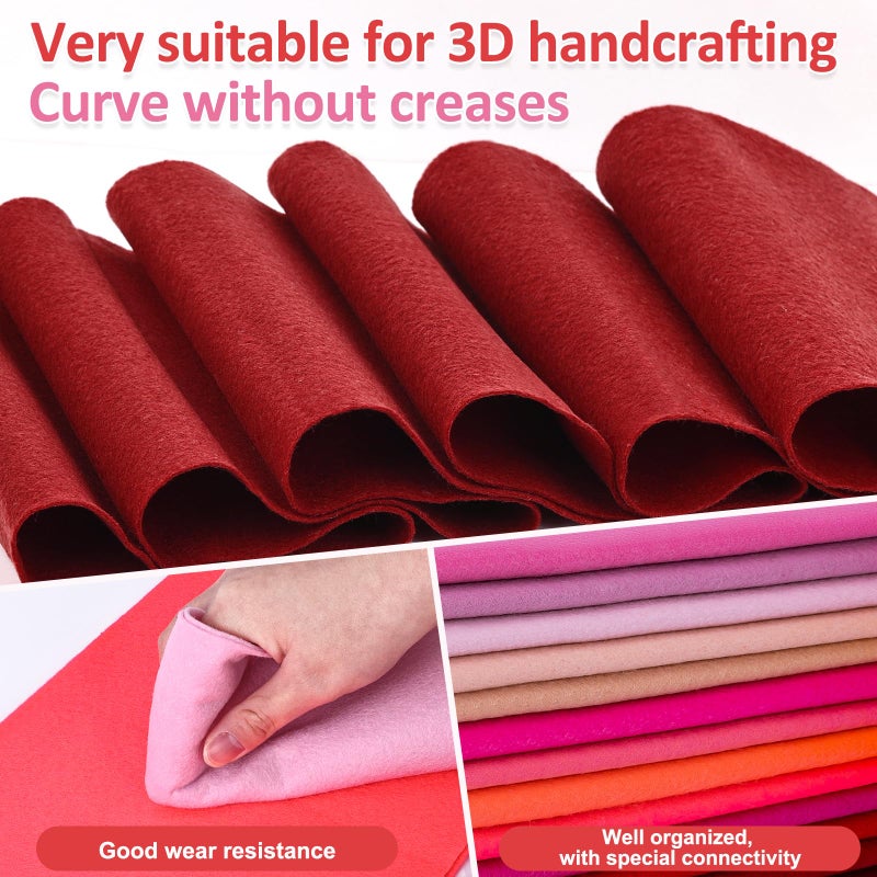 XSEINO 13 Rolls 8"x35" 1.4mm Thick Soft Felt Fabric Sheet 13 Assorted Red Series Colors Felt Pack for DIY Craft Sewing Squares Nonwoven Patchwork - Image 4