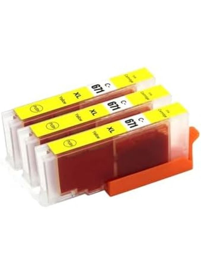 Compatible Ink Cartridge PGI670XL CLI671XL Yellow 3pcs for MG7760 MG7765 MG7766 TS5060 TS6060 TS8060 TS9060 - Image 1