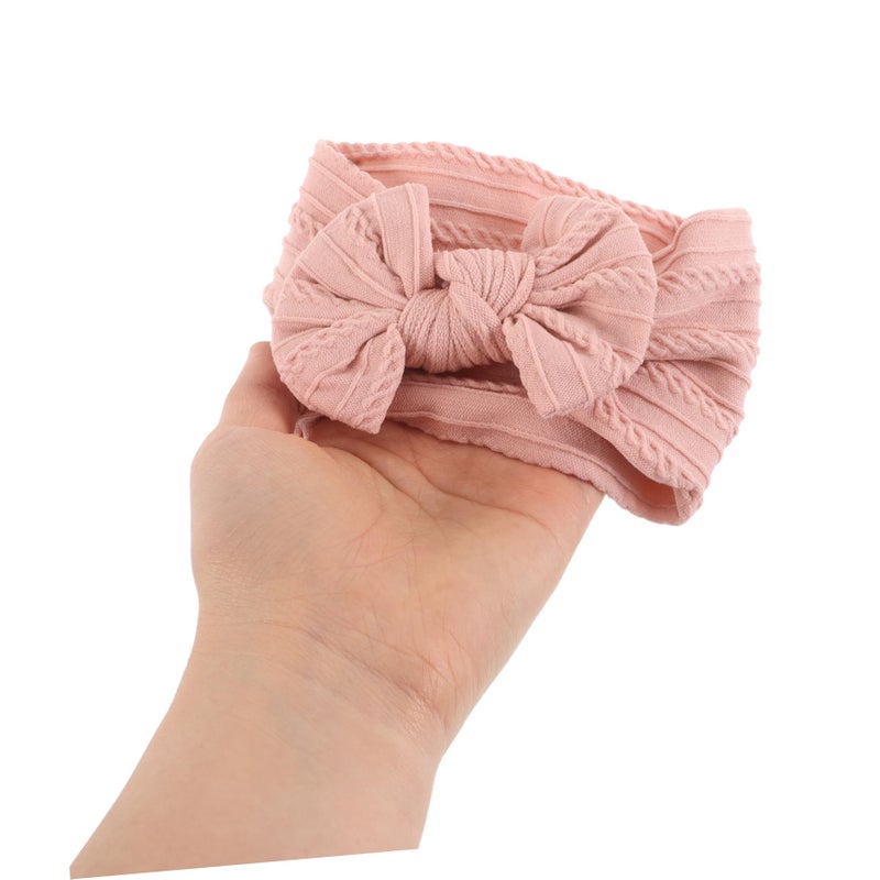 Soft Bowknot Headbands Set For Newborns Toddlers 5PCS Stretchy Hair Wraps White Pink Green Blue Khaki - Image 5