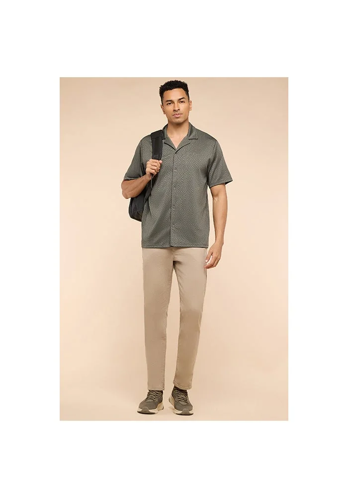 أر أند بي Patterned Shirt with Revere Collar and Short Sleeves