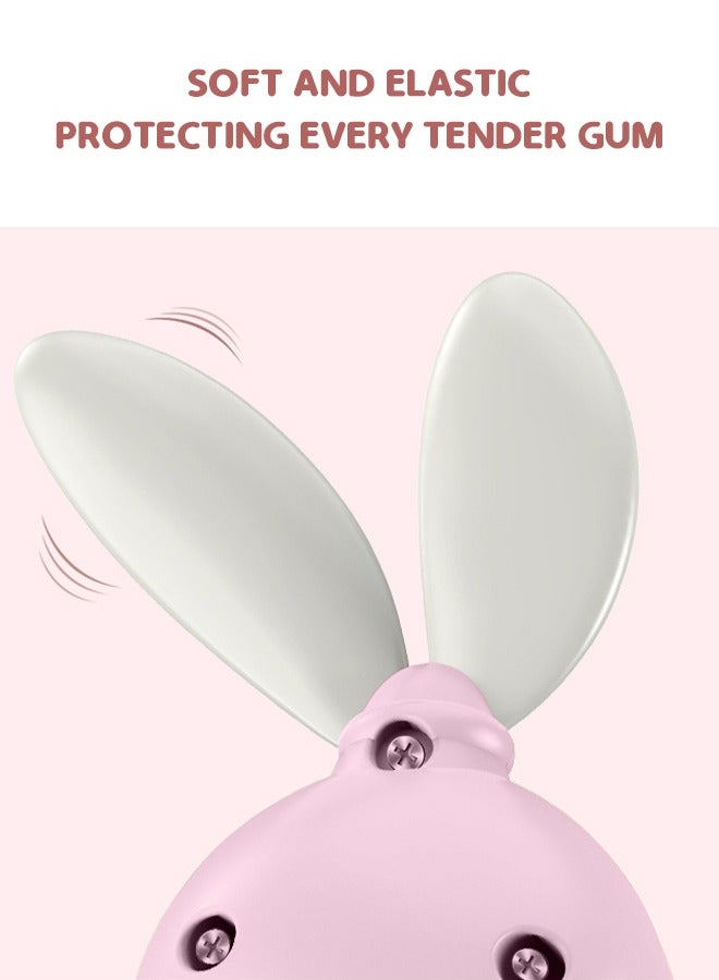 جرويك طبلة خشخشة للأطفال على شكل أرنب، ألعاب خشخيشة ناعمة للأسنان، لعبة موسيقية طبلة خشخيشة يدوية، ألعاب تعليمية وتعليمية مع ضوء موسيقى للرضع - وردي - Image 4