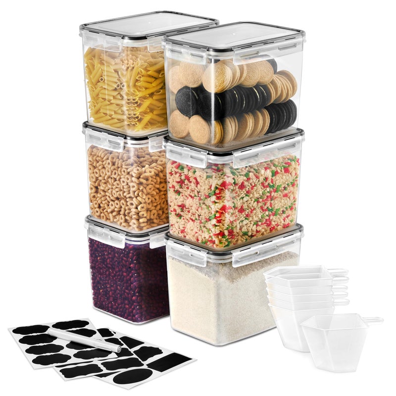 Sorbus Food Storage Containers Pack of 6 Air Tight FourWay Snap Lids Keeps Food Fresh Store Cereal Pasta Flour Nuts Candy Durable Plastic Kitchen Pantry Bins - Image 2