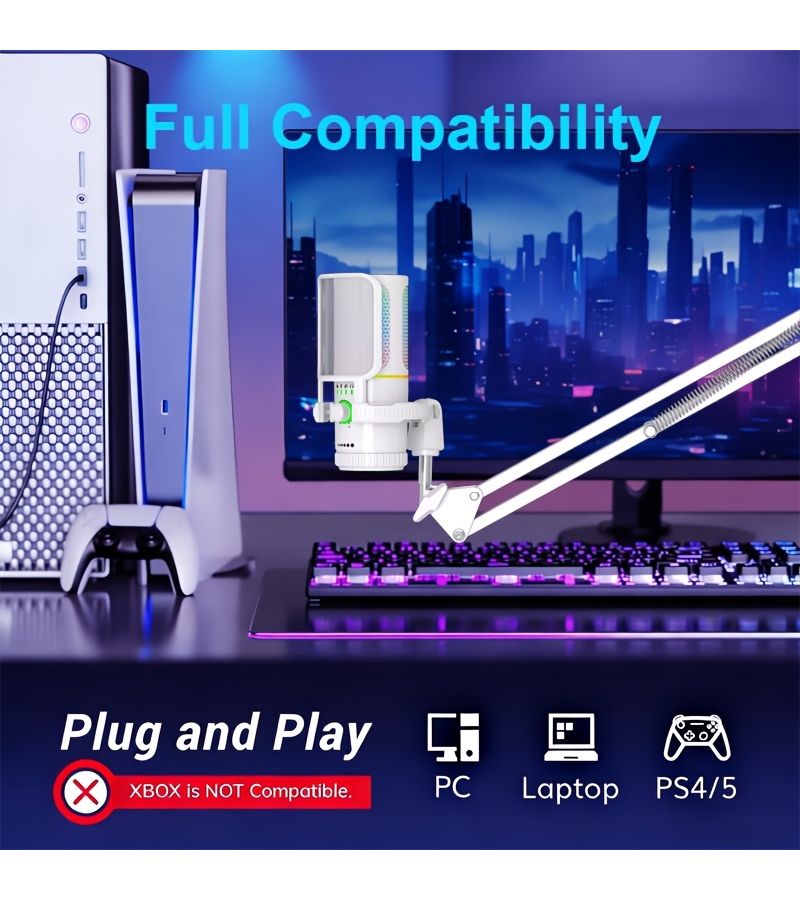 ميكروفون مكتبي مكثف لإلغاء الضوضاء عبر USB للبث المباشر والألعاب - Image 1