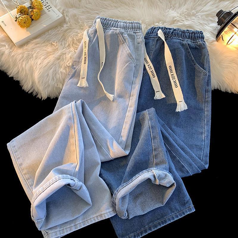 Straight Denim Pants Men's Loose Casual Light Color ins Hong Kong Style Pants for Boys Trendy Spring and Autumn Student Cropped Pants - Image 2
