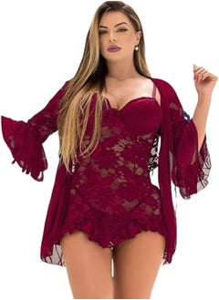 women's lingerie set open-breasted robe long sleeves