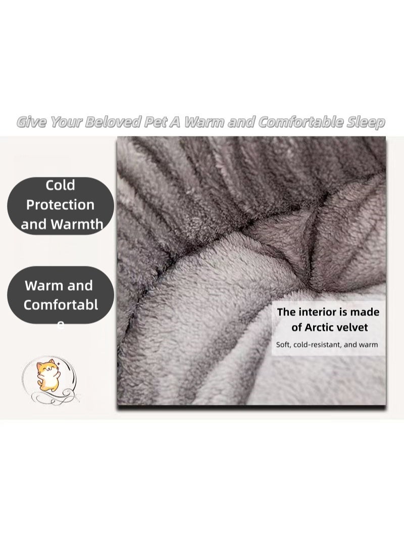 Zisheng Cat Bed, 50x43cm M Blue Plush Cat House & Dog Bed, Cozy Cat Beds for Indoor Cats, Anti-Slip Pet Bed and Cat Home - Image 4