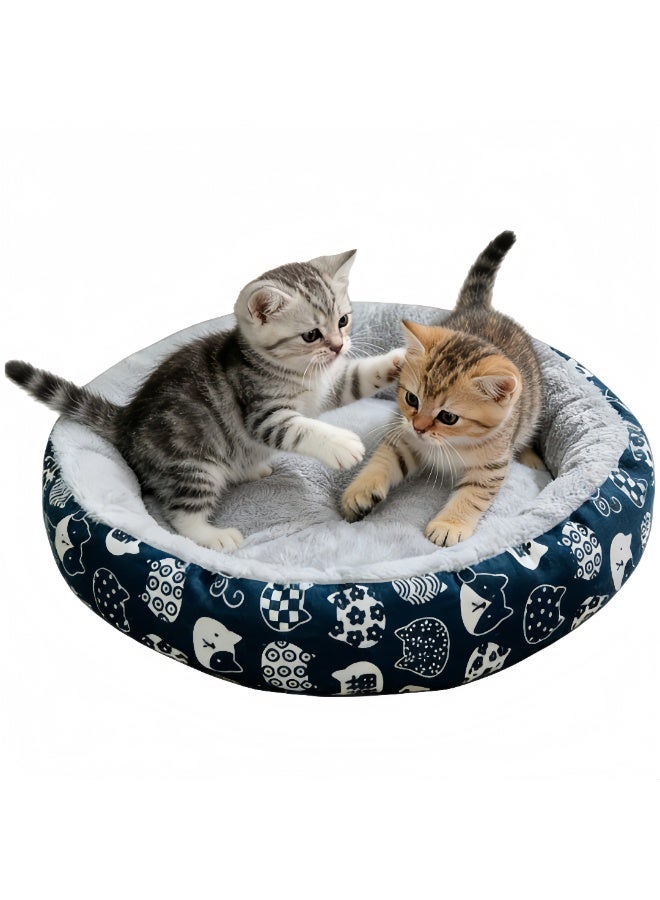 Zisheng Cat Bed, 50x43cm M Blue Plush Cat House & Dog Bed, Cozy Cat Beds for Indoor Cats, Anti-Slip Pet Bed and Cat Home - Image 1