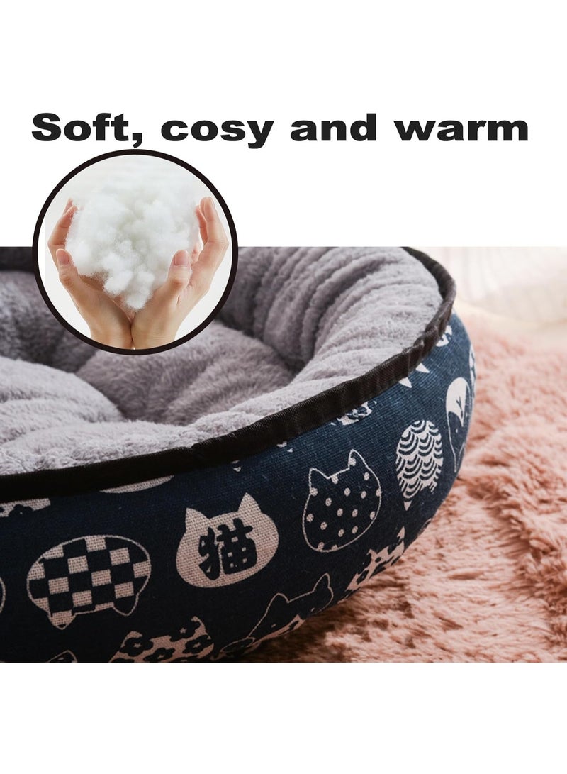 Zisheng Cat Bed, 50x43cm M Blue Plush Cat House & Dog Bed, Cozy Cat Beds for Indoor Cats, Anti-Slip Pet Bed and Cat Home - Image 3