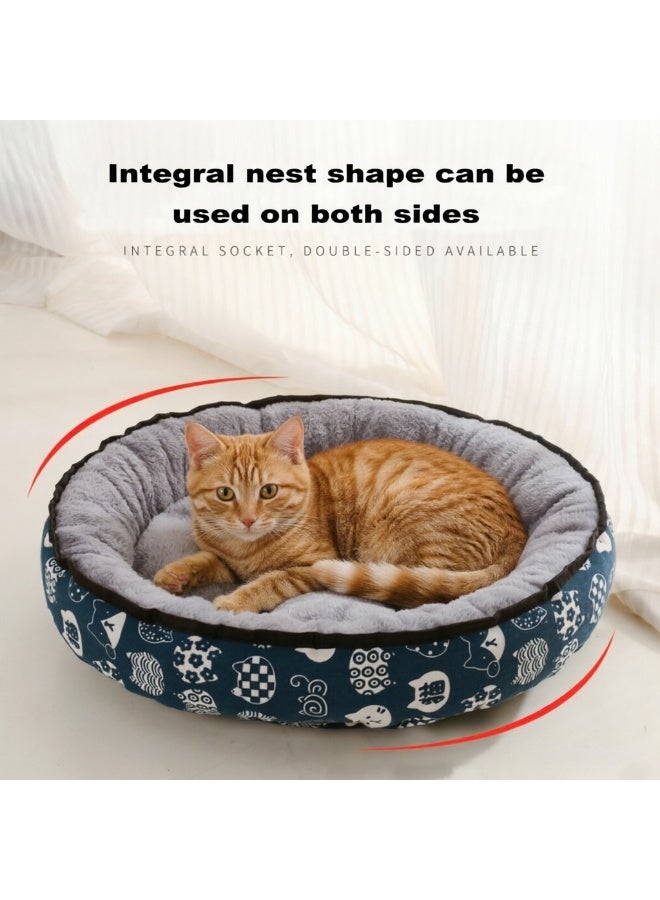 Zisheng Cat Bed, 50x43cm M Blue Plush Cat House & Dog Bed, Cozy Cat Beds for Indoor Cats, Anti-Slip Pet Bed and Cat Home - Image 5