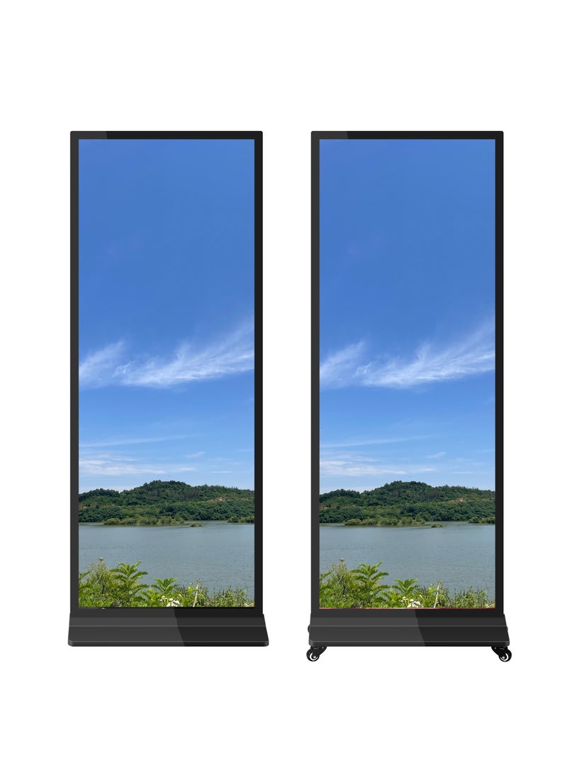 WEJHA 75 Inch Digital Signage Kiosk, Vertical Floor Standing Advertising Machine, Automatic Media Commercial Interactive Advertising Full Display Screen - Image 1