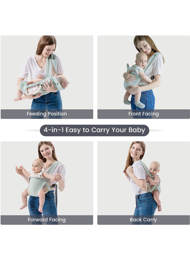 Mr. Penda Baby Carrier with Pocket, 4-in-1 Easy to Wear Ergonomic Adjustable Breathable Carrier Slings, Perfect for Newborn to Infants up to 15kg Toddlers (Green)  - Image 5