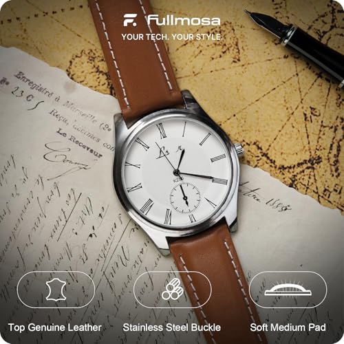 Fullmosa Watch Straps 20mm Axus Series Leather Strap Replacement Watch Strap with Stainless Steel Metal Clasp for Men Women 141618202224mm Brown 20mm - Image 3