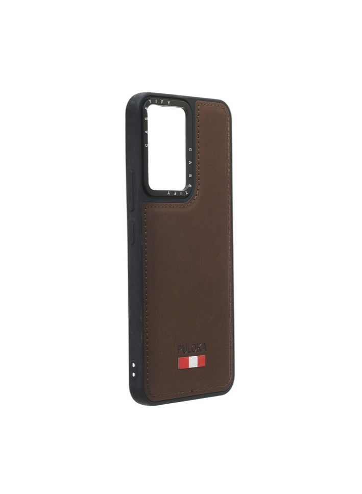 Leather Silicone And Plastic Back Phone Protection Cover For vivo Y02 - Brown - Image 2