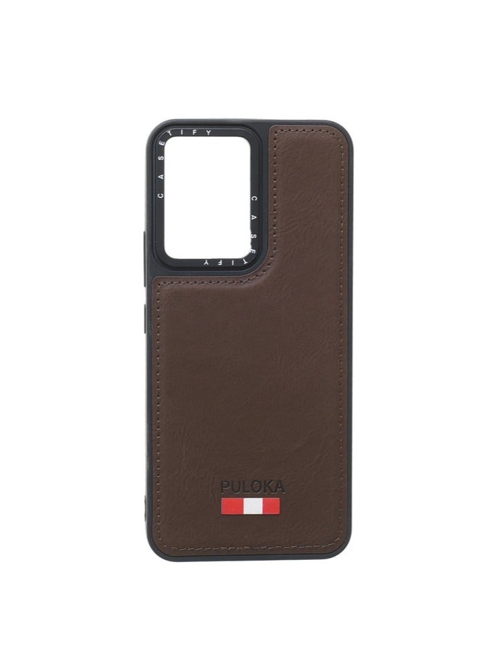 Leather Silicone And Plastic Back Phone Protection Cover For vivo Y02 - Brown - Image 1