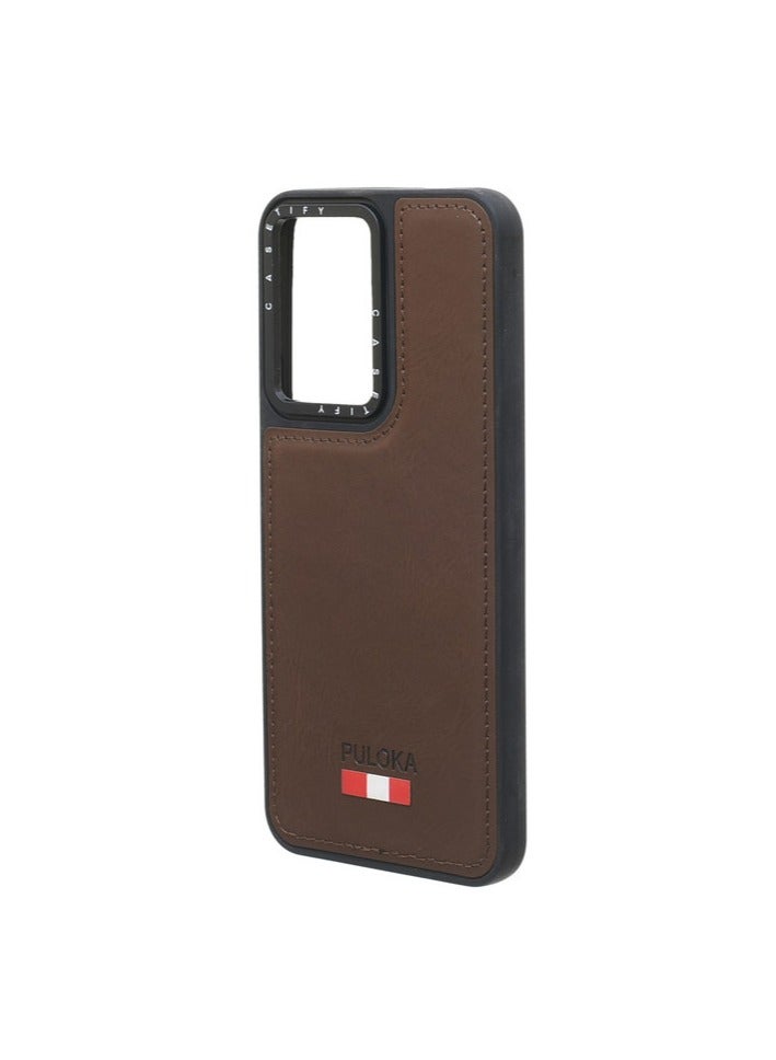Leather Silicone And Plastic Back Phone Protection Cover For vivo Y02 - Brown - Image 3