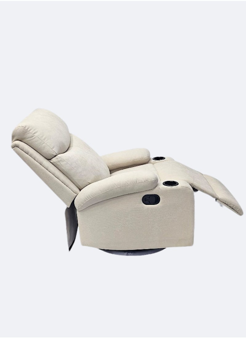 KARNAK Best Single Recliner Sofa – Modern Rocker Lounge Chair with 360-Degree Swivel, cupholder & Adjustable Recline Color Beige  - Image 3
