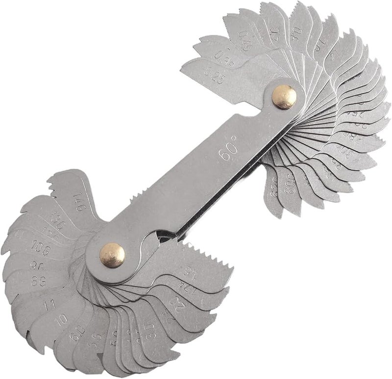 مجموعة مقياس الخيوط من الفولاذ الكربوني 58 قطعة متري 60 ويتوورث 55 أداة قياس درجة الخيط - Image 4