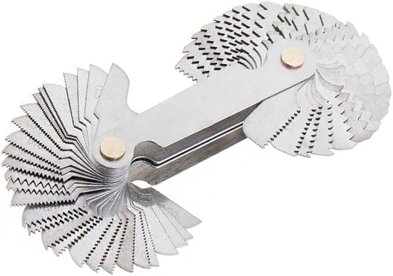 مجموعة مقياس الخيوط من الفولاذ الكربوني 58 قطعة متري 60 ويتوورث 55 أداة قياس درجة الخيط - Image 2