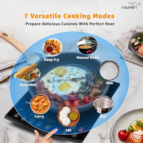 V-Guard VIC 1.8 EL Induction Cooktop | 1800 Watt Electric Induction stove with 7 Power Levels | 3 kV Surge Protection | Temperature Control | Push button | Auto-cutoff - Image 3
