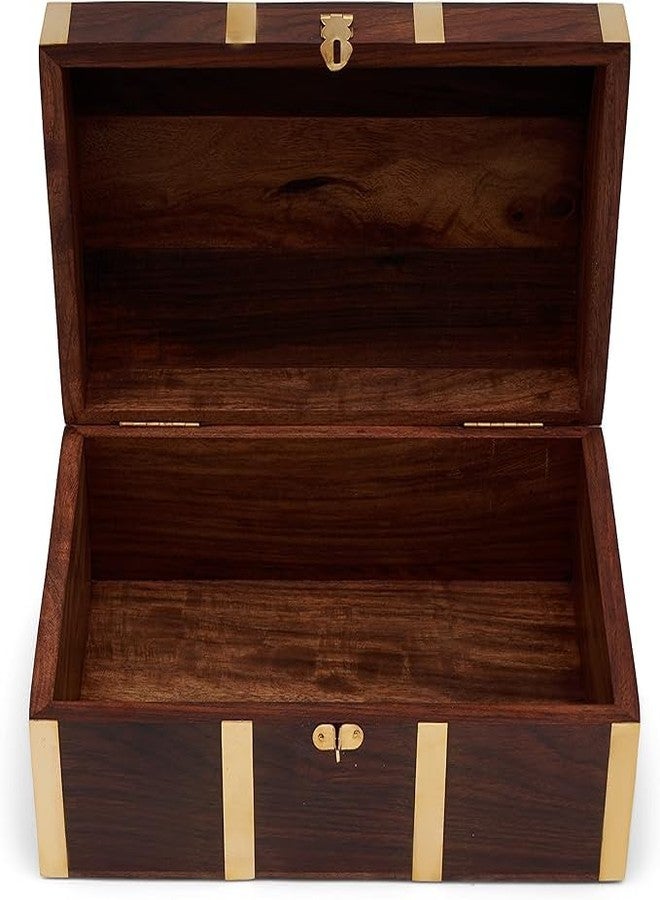 Timber Revival Co Handmade Sheesham Wood Jewelry Box for Women with Brass Latch – 7.25 x 4.5 x 3 in | Decorative Treasure Chest, Keepsake Birthday & Aniversary Gift - Image 2