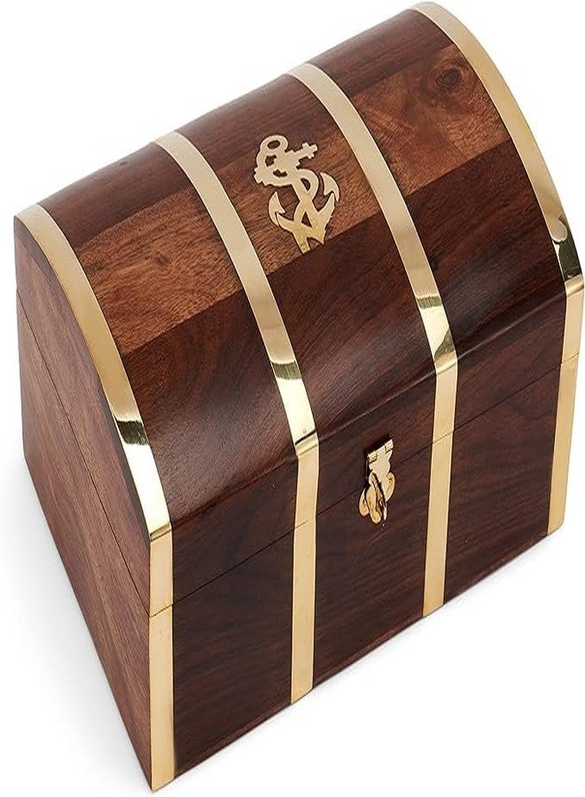 Timber Revival Co Handmade Sheesham Wood Jewelry Box for Women with Brass Latch – 7.25 x 4.5 x 3 in | Decorative Treasure Chest, Keepsake Birthday & Aniversary Gift - Image 1
