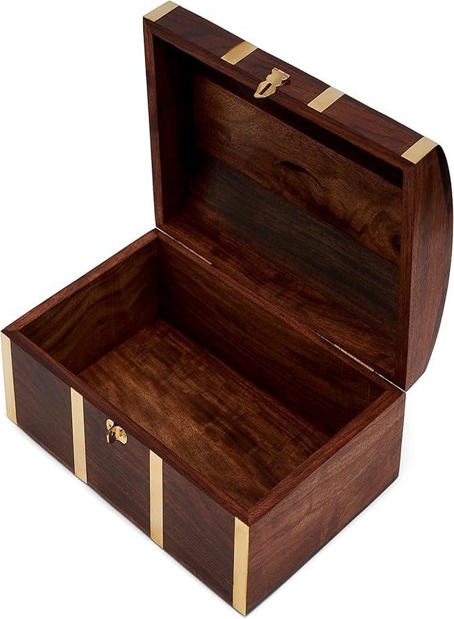 Timber Revival Co Handmade Sheesham Wood Jewelry Box for Women with Brass Latch – 7.25 x 4.5 x 3 in | Decorative Treasure Chest, Keepsake Birthday & Aniversary Gift - Image 3