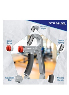 STRAUSS Adjustable Hand Grip | Adjustable Resistance (10Kg - 40Kg) | Hand Gripper For Home & Gym Workouts | Perfect For Finger & Forearm Hand Exercises For Men & Women (Black/Grey)  - Image 2