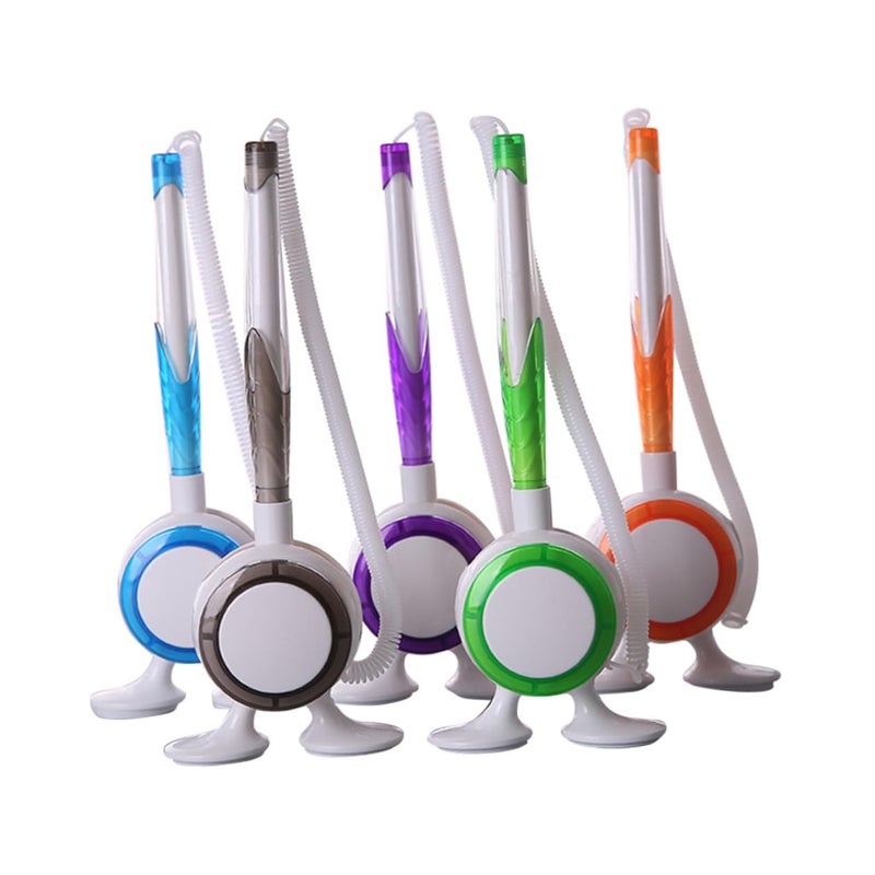 5pcs Sticky Ballpoint Pens with Lanyard Adhesive Base Smooth Ink Writing Random Color - Image 2