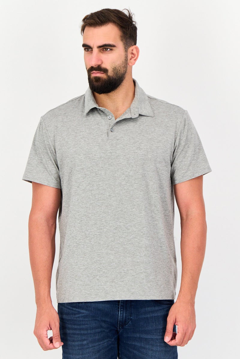 Member's Mark Men Regular Fit Heather Short Sleeves Polo Shirt, Grey - Image 1