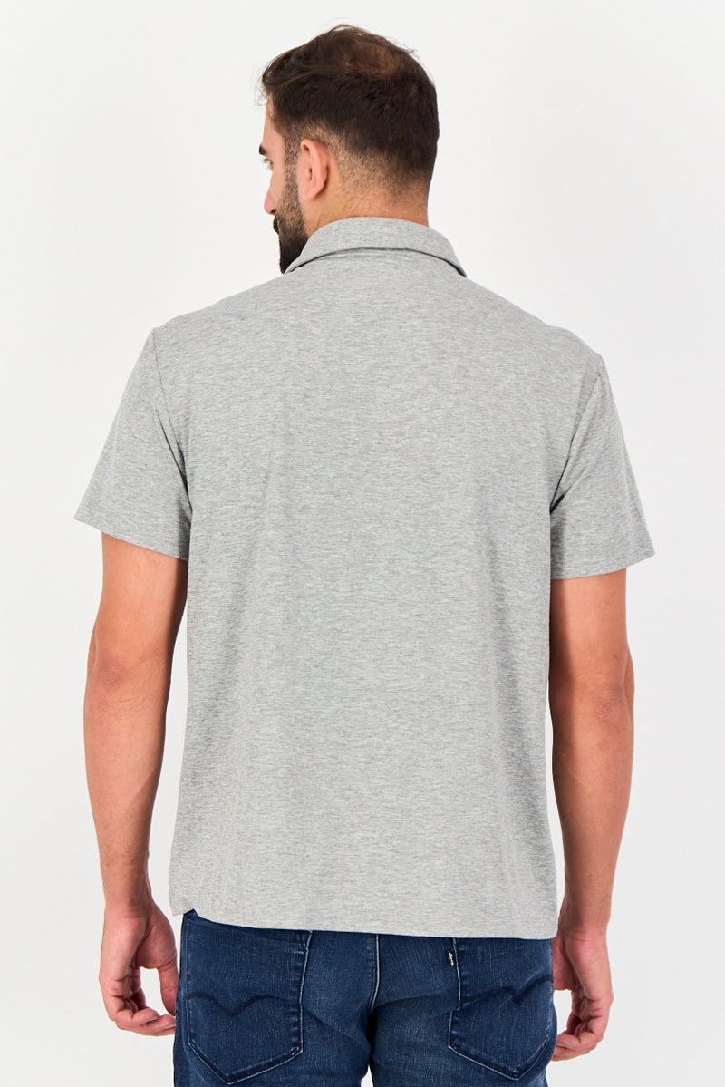 Member's Mark Men Regular Fit Heather Short Sleeves Polo Shirt, Grey - Image 3