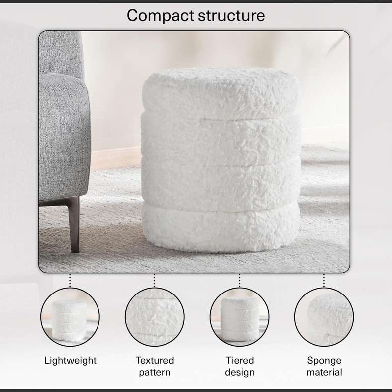 Pan Home Lucia Pouf Cream 40x40x42cm - Image 4