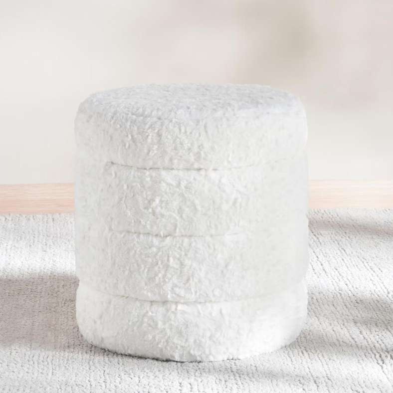 Pan Home Lucia Pouf Cream 40x40x42cm - Image 2