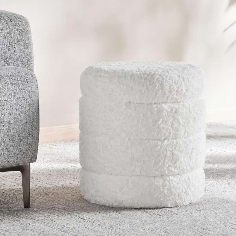 Pan Home Lucia Pouf Cream 40x40x42cm - Image 1