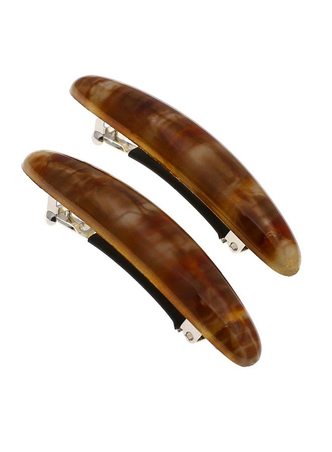 Camila Paris CP2957 French Hair Barrette Clip for Girls, Brown Small 2.5 inch Set of 2 Strong Hold Grip Hair Clips for Women, No Slip and Durable Styling Girls Hair Accessories, Made in France - Image 1