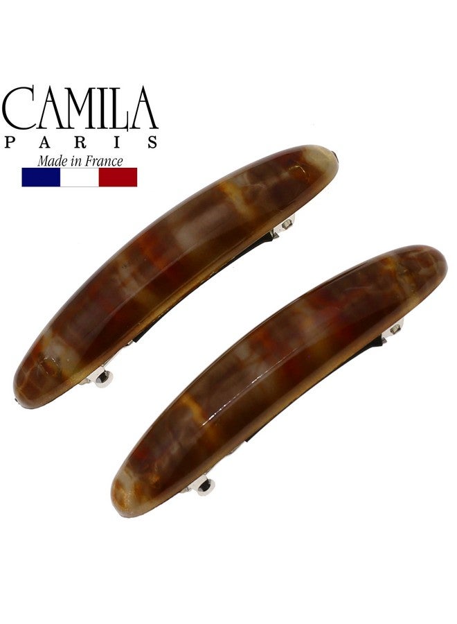 Camila Paris CP2957 French Hair Barrette Clip for Girls, Brown Small 2.5 inch Set of 2 Strong Hold Grip Hair Clips for Women, No Slip and Durable Styling Girls Hair Accessories, Made in France - Image 2