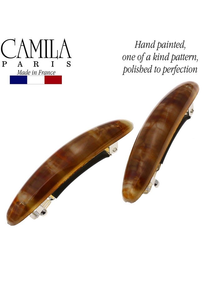 Camila Paris CP2957 French Hair Barrette Clip for Girls, Brown Small 2.5 inch Set of 2 Strong Hold Grip Hair Clips for Women, No Slip and Durable Styling Girls Hair Accessories, Made in France - Image 4