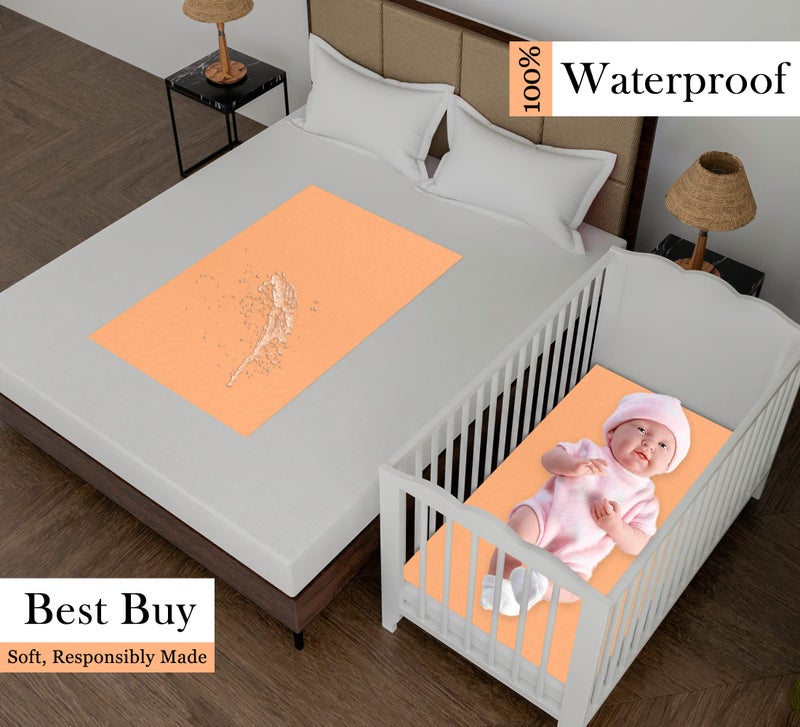 Daksh Baby Dry Sheet/Waterproof Sheet/Baby Sleeping Mat/Bed Protector/Quick Drying/Absorbent Dry Sheet (Medium 28"x40"Inch)-Orange - Image 2