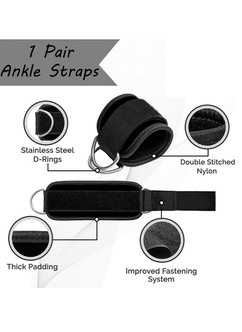 Generic - Ankle Resistance Bands Wrist Cuffs Padded Straps Adjustable Fitness Glute Kickback D-Ring for Cable Machine Gym Foot Leg Training Brace Support 1 Pair - Image 1