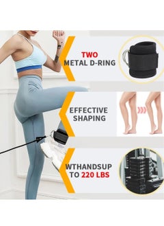 Generic Ankle Resistance Bands Wrist Cuffs Padded Straps Adjustable Fitness Glute Kickback D-Ring for Cable Machine Gym Foot Leg Training Brace Support 1 Pair  - Image 4